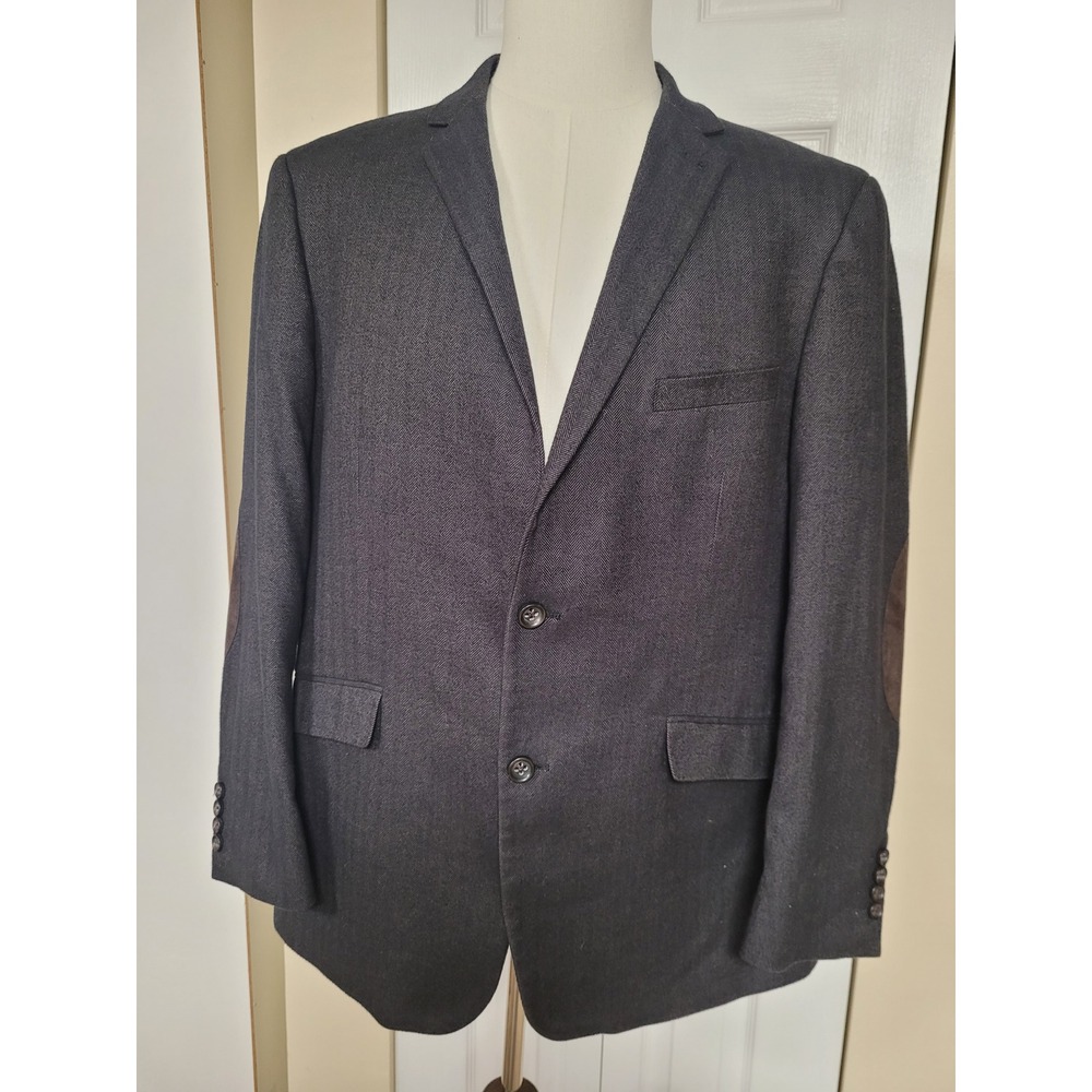 US Polo Assn Mens Blazer Herringbone Cotton Sport Coat‎ Elbow Patches Size 46R